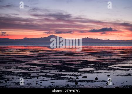 Alba a Boundary Bay BC Canada Foto Stock