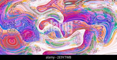 Sfondo astratto multicolore, macchie arcobaleno trendy di forme e dimensioni diverse Foto Stock