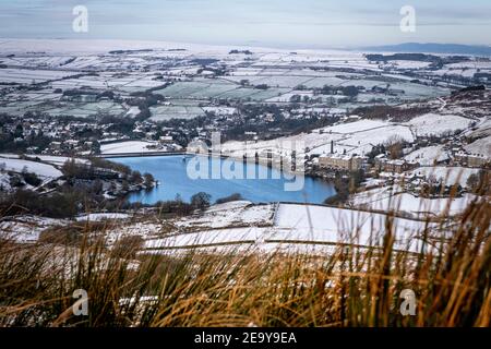Leeming Reservoir, Near Oxenhope, Bradford, West Yorkshire, England, UK. Foto Stock