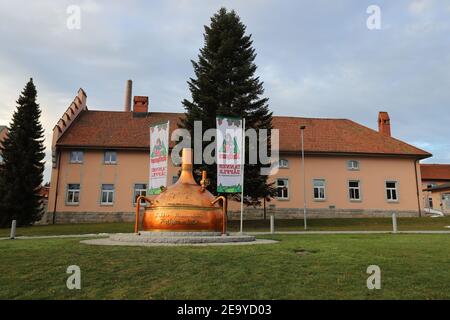 GERMANIA, FORESTA NERA, GRAFENHAUSEN - 19 DICEMBRE 2019: Costruzione della fabbrica di birra Rothaus nella Foresta Nera Foto Stock