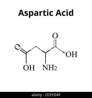 L'acido aspartico è un amminoacido. Formula molecolare chimica l'acido aspartico è un amminoacido. Illustrazione vettoriale su sfondo isolato Illustrazione Vettoriale