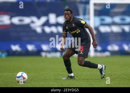 Birmingham, Regno Unito. 06 febbraio 2021. Jeremy Ngakia n.3 di Watford a Birmingham, Regno Unito, il 2/6/2021. (Foto di Simon Bissett/News Images/Sipa USA) Credit: Sipa USA/Alamy Live News Foto Stock