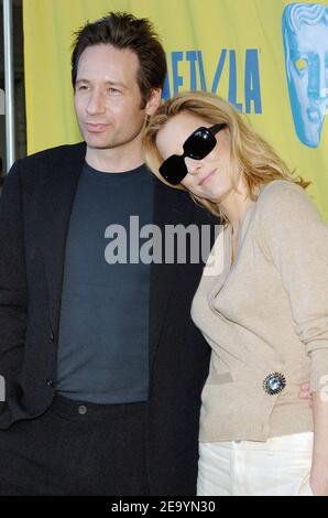 David Duchovny e sua moglie Tea Leoni arrivano all'undicesima edizione del 'BAFTA / LA Tea Party', che si tiene all'hotel Park Hyatt di Los Angeles, sabato 15 gennaio 2005. Foto di Nicolas Khayat/ABACA. Foto Stock