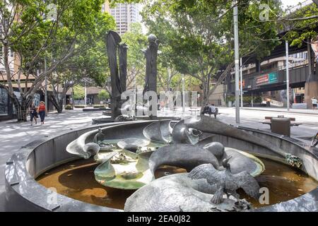 Fontana del torrente Tank nel centro di Sydney, NSW, Australia Foto Stock