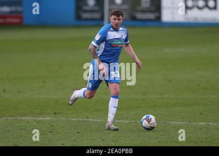 BARROW A FURNESS, INGHILTERRA. 6 FEBBRAIO: Dion Donohue di Barrow durante la partita Sky Bet League 2 tra Barrow e Cambridge United a Holker Street, Barrow-in-Furness sabato 6 febbraio 2021. (Credit: Mark Fletcher | MI News) Credit: MI News & Sport /Alamy Live News Foto Stock