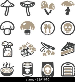 set di icone a fungo, vettore e illustrazione Illustrazione Vettoriale