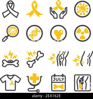 cancro dell'osso, cancro del sarcoma insieme di icone Illustrazione Vettoriale