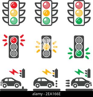icona semaforo impostata Illustrazione Vettoriale