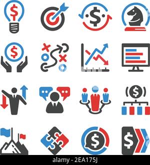insieme di icone di strategia aziendale Illustrazione Vettoriale
