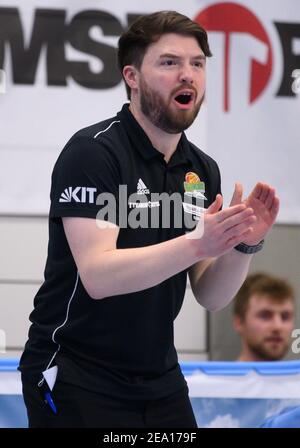 Karlsruhe, Germania. 06 febbraio 2021. Allenatore/capo Daniel Nelson (Wizards). GES/Basketball/Pro B: KIT Arvato College Wizards - Dresden Titans, 02/07/2021 | Use worldwide Credit: dpa/Alamy Live News Foto Stock