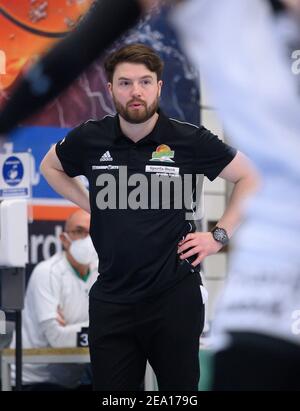 Karlsruhe, Germania. 06 febbraio 2021. Allenatore/capo Daniel Nelson (Wizards). GES/Basketball/Pro B: KIT Arvato College Wizards - Dresden Titans, 02/07/2021 | Use worldwide Credit: dpa/Alamy Live News Foto Stock