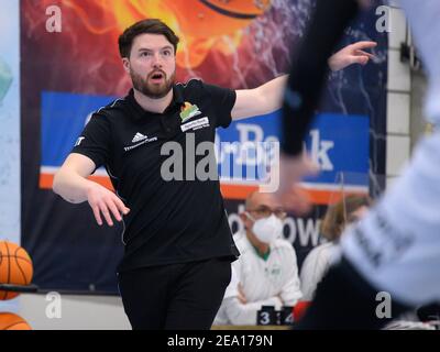 Karlsruhe, Germania. 06 febbraio 2021. Allenatore/capo Daniel Nelson (Wizards). GES/Basketball/Pro B: KIT Arvato College Wizards - Dresden Titans, 02/07/2021 | Use worldwide Credit: dpa/Alamy Live News Foto Stock