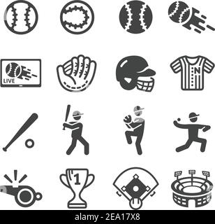 Baseball icona impostare Illustrazione Vettoriale