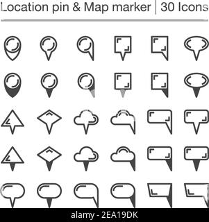 perno di posizione, icona della linea di marcatura della mappa, tratto modificabile, icona pixel perfect Illustrazione Vettoriale