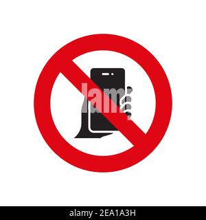 Nessuna icona del telefono cellulare, colore, linea, simbolo vettoriale contorno, pittogramma stile lineare isolato su bianco. Simbolo, illustrazione del logo Illustrazione Vettoriale