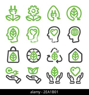 icona della linea ecologia, energia rinnovabile Illustrazione Vettoriale