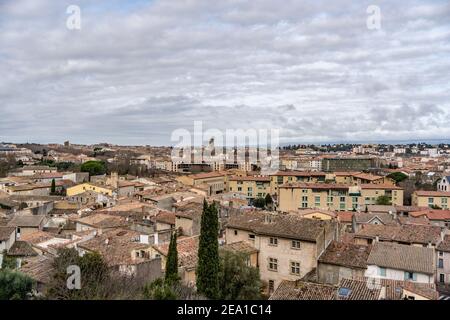 Vista panoramica della città di Carcassonne in Occitanie, Francia. Reparto Aude Foto Stock