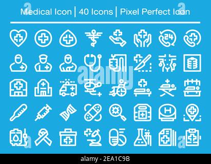 icona della linea medica, tratto modificabile, icona pixel perfect Illustrazione Vettoriale