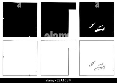 Walworth, Waupaca e Contea di Waukesha, stato del Wisconsin (contea degli Stati Uniti, Stati Uniti d'America, Stati Uniti) mappa vettoriale, mappa di schizzo scrimble Illustrazione Vettoriale