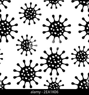 Modello medico senza giunture con batteri su sfondo bianco. Arrestare COVID-19. Coronavirus. Polmonite. Infezione da virus epidemia malata. Illustrazione Vettoriale