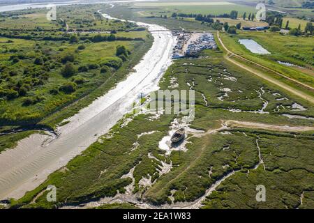 Leigh on Sea National Nature Reserve vista aerea delle paludi In Essex Foto Stock