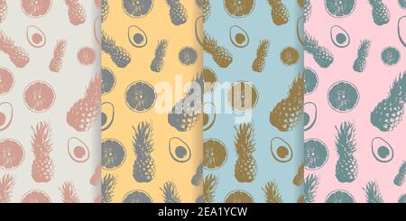 set di frutti esotici tropicali Illustrazione Vettoriale