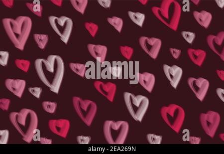 Astratto amore cuore Valentine's Day disegno modello di rosso e rosa modello. Stile di sovrapposizione dello sfondo senza giunture. Illustrazione Vettoriale