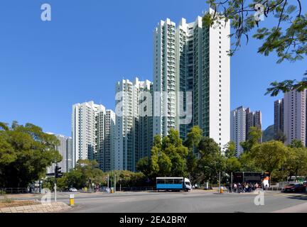 Fu Tung Estate (富東邨), una proprietà immobiliare pubblica a Tung Chung, Isola di Lantau, Hong Kong Foto Stock