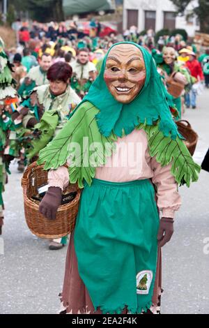 Maschera ritratto del carnevale svevo-alemannico, Burgrieden, Baden-Wuerttemberg, Germania Foto Stock