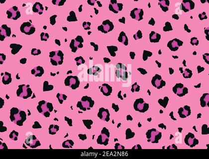 Disegno leopardo del modello della pelle con le forme astratte del cuore. Sfondo dell'illustrazione vettoriale. Illustrazione della pelle di pelliccia di fauna selvatica. Illustrazione Vettoriale