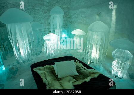 Icehotel in Jukkasjarvi art suite e alloggio a tema individuale Foto Stock