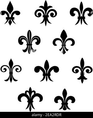 Royal giglio francese simboli per progettare e decorare Illustrazione Vettoriale