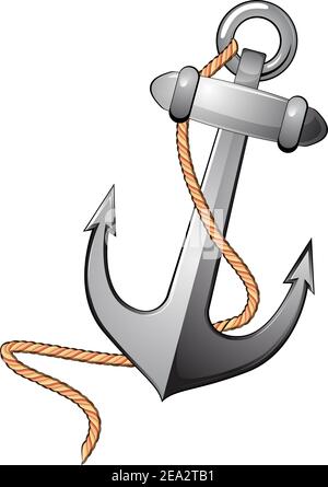 Dettagliata ancoraggio nautico isolato su bianco per la progettazione Illustrazione Vettoriale
