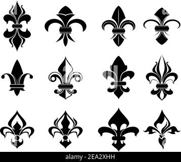 Royal giglio francese simboli per progettare e decorare Illustrazione Vettoriale