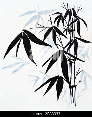 Art Abstract foglia di bambù , copic marker , Marker art Foto Stock