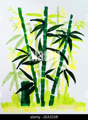 Arte ,olio ,pittura ,,foglia di bambù , astratto , design , sfondo, dalla thailandia Foto Stock