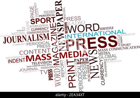Media e giornalismo nuvola di tag per la progettazione Illustrazione Vettoriale