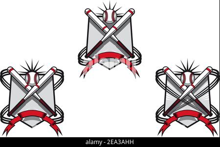 Emblemi di baseball impostato per lo sport design o mascotte Illustrazione Vettoriale