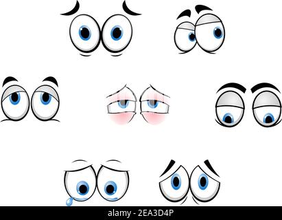 Set di cartoon funny occhi per fumetti design Illustrazione Vettoriale