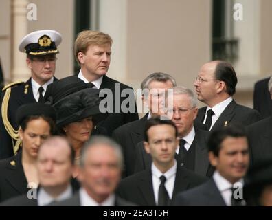 Il principe Guglielmo Alessandro dei Paesi Bassi arriva alla Cattedrale di San Nicola a Monaco il 15 aprile 2005 per assistere ai funerali del defunto Principe Rainier III di Monaco. Foto di Nebinger-Klein/ABACA. Foto Stock