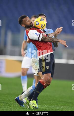 Roma, Italia. 7 Feb 2021. Roma, Italia, Stadio Olimpico, 07 febbraio 2021, Joao Pedro Geraldino di Cagliari in azione durante la SS Lazio vs Cagliari Calcio - Calcio italiano Serie A match Credit: Claudio Pasquazi/LPS/ZUMA Wire/Alamy Live News Foto Stock