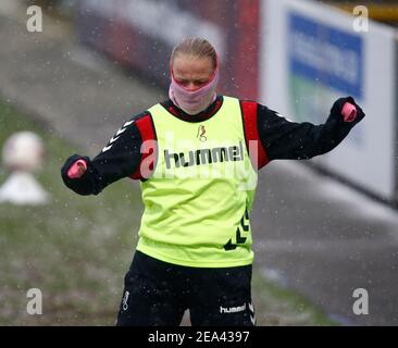 Dagenham, Regno Unito. 07 febbraio 2021. DAGENHAM, INGHILTERRA - FEBBRAIO 07: Benedicte Haland di Bristol City Donne durante Barclays fa Super League femminile tra West Ham United Women e Bristol City al Chigwell Construction Stadium il 07 Febbraio 2021 a Dagenham, Inghilterra Credit: Action Foto Sport/Alamy Live News Foto Stock