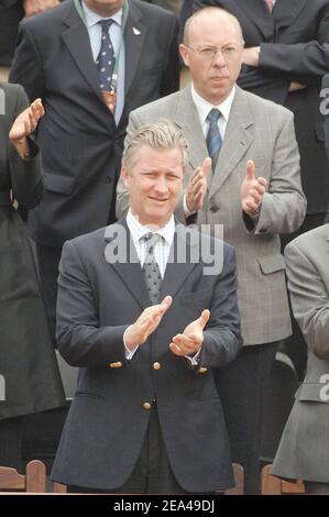 Il principe ereditario Philippe del Belgio partecipa alla finale femminile dell'Open francese allo stadio Roland Garros di Parigi, in Francia, il 04 giugno 2005. Foto di Gorassini-Zabulon/ABACA. Foto Stock