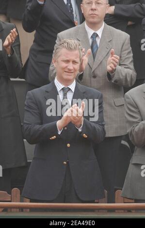 Il principe ereditario Philippe del Belgio partecipa alla finale femminile dell'Open francese allo stadio Roland Garros di Parigi, in Francia, il 04 giugno 2005. Foto di Gorassini-Zabulon/ABACA.wq Foto Stock