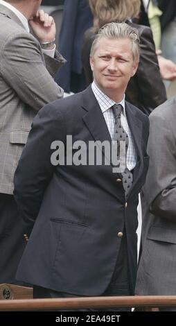 Il principe ereditario Philippe del Belgio partecipa alla finale femminile dell'Open francese allo stadio Roland Garros di Parigi, in Francia, il 04 giugno 2005. Foto di Gorassini-Zabulon/ABACA. Foto Stock