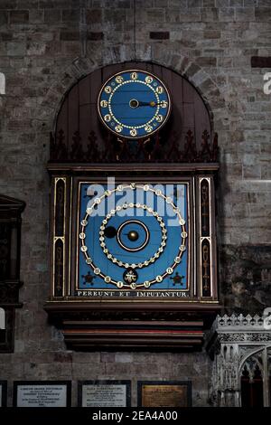 Exeter Cathedral, Exeter, Devon, England, UK – Orologio Astronomico Foto Stock