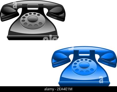 Retro lucida icone telefono isolato su sfondo bianco Illustrazione Vettoriale