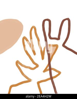 Sfondi astratti minimalisti estetici con linee sottili, motivi floreali, piante, forma. Illustrazione colorata alla moda per i social network, web desig Foto Stock