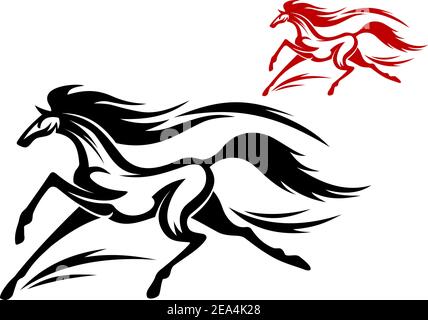 Rapida esecuzione di cavallo nel vettore per tatuaggio o design mascotte Illustrazione Vettoriale