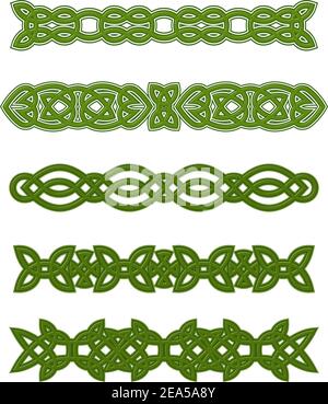 Ornamenti e decorazioni celtiche verdi per il design e la decorazione Illustrazione Vettoriale